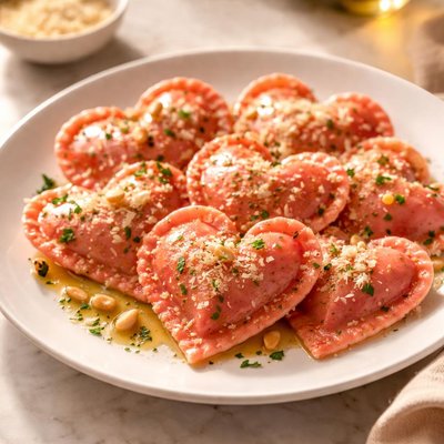 Heart-shaped ravioli