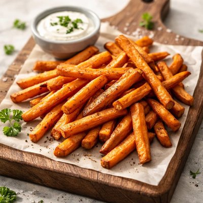 Hearthy burger sweet potato fries