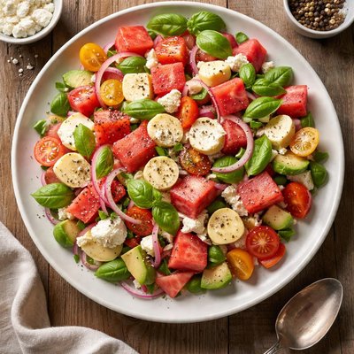 Hearts of palm and watermelon salad