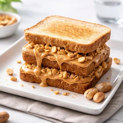 Heavy peanut butter sandwich