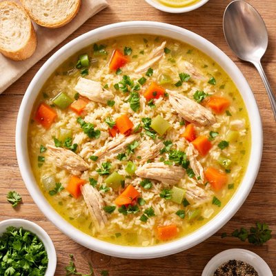 Heb chicken and rice soup