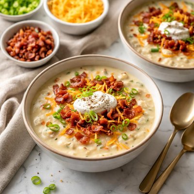 Hello fresh loaded baked  potato soup with bacon