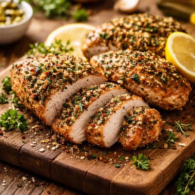 Herb-crusted chicken