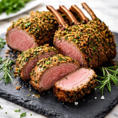 Herb-crusted meat