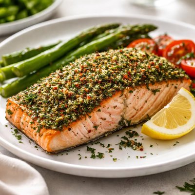 Herb-crusted salmon