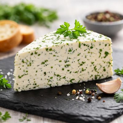 Herb and garlic cheese wedge