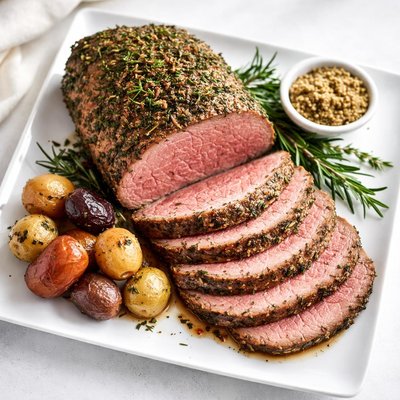 Herb eye of round beef