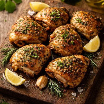 Herb roasted chicken thighs