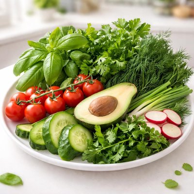 Herbs and vegetables