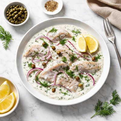 Heringsfilet in yoghurt-sahnesauce