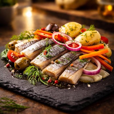 Herring with vegetables
