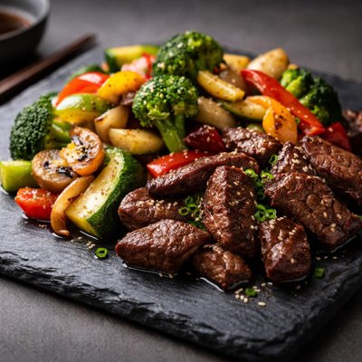 Hibachi vegetables with beef meat