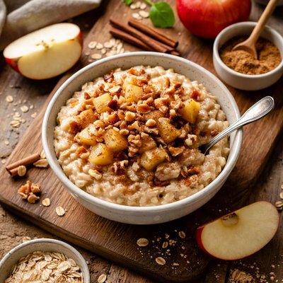 High protein apple cinnamon oatmeal