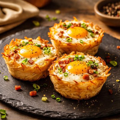 High protein hash brown baked egg cups