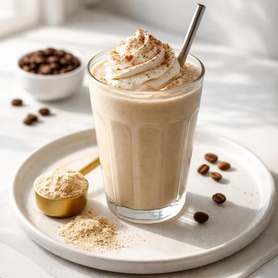 High protein shake cafe latte