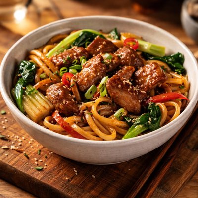 Hoisin pork noodles