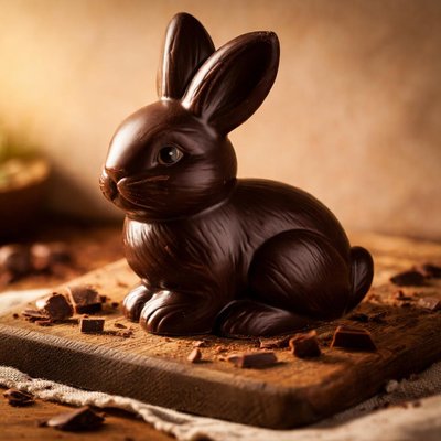 Hollow dark chocolate bunny