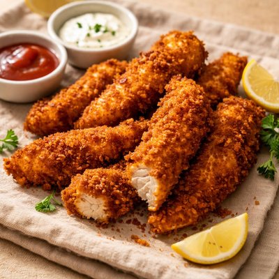 Home-made chicken strips