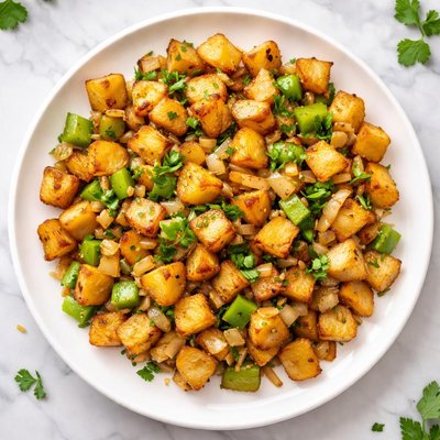 Home fries with chopped onions and green peppers
