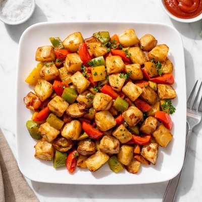 Home fries with peppers