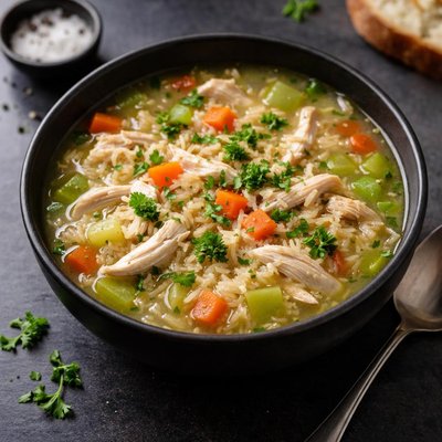 Home made chicken and rice soup
