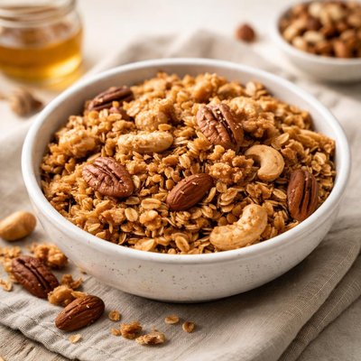 Home made granola with nuts