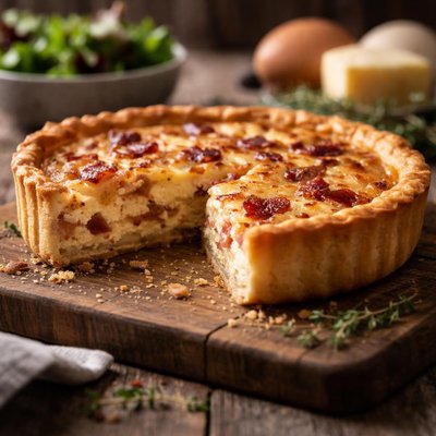 Home made quiche lorraine