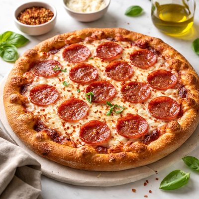 Homeade pepperoni pizza