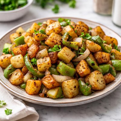 Homefries with onions and green peppers