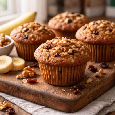 Homemade banana raisin nut muffin with splenda