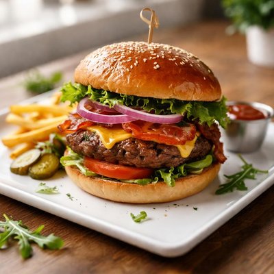 Homemade beef burger