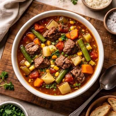 Homemade beef vegetable soup