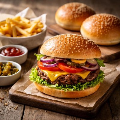 Homemade burger and bun