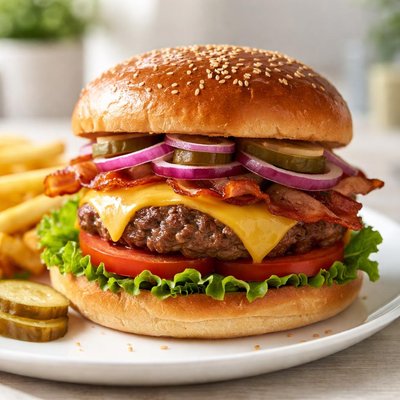 Homemade cheeseburger