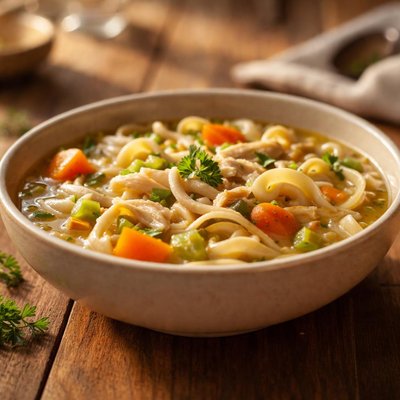 Homemade chicken noodles