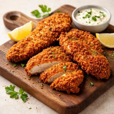 Homemade chicken schnitzel