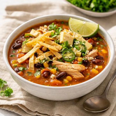Homemade chicken tortilla soup
