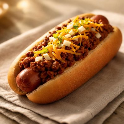 Homemade chili dog
