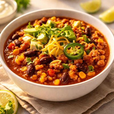 Homemade chili with ground turkey