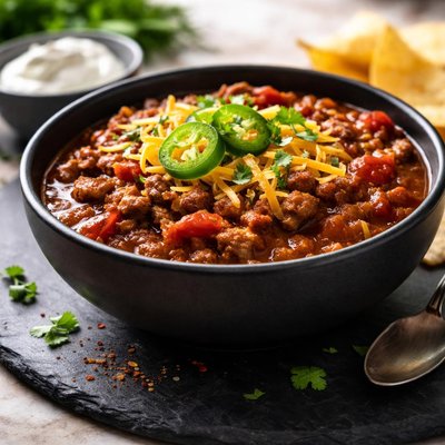 Homemade chili with low beans