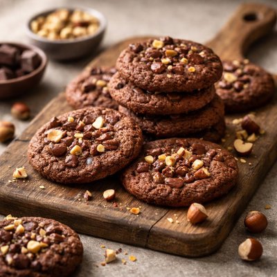 Homemade chocolate hazelnut cookies