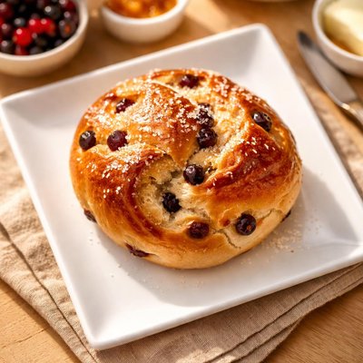 Homemade currant bun