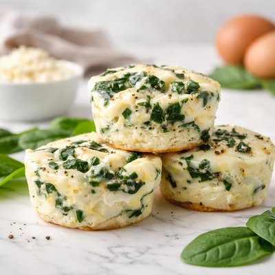 Homemade eggwhite bite with mozzarella and spinach