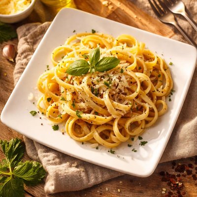 Homemade fettuccine pasta