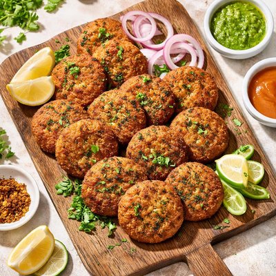 Homemade fried shami kabab