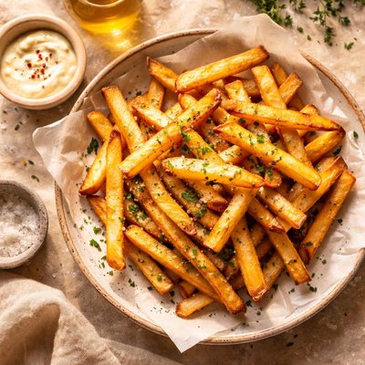 Homemade fries in olijfolie