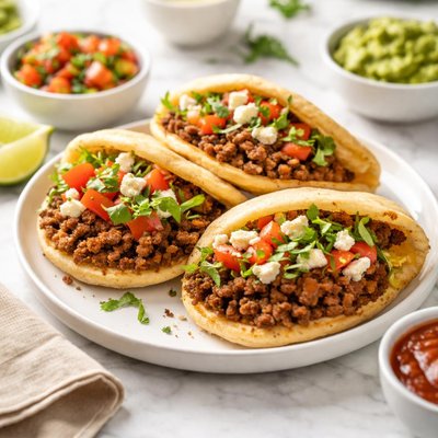 Homemade gordita ground beef