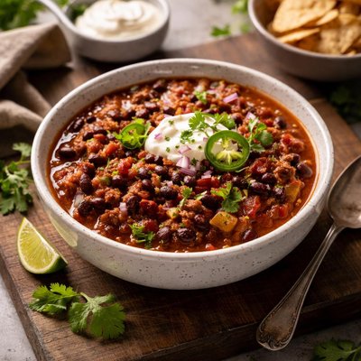 Homemade lean beef and bean chili