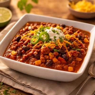 Homemade lean beef and besn chili