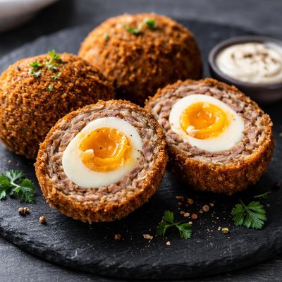 Homemade oven baked scotch egg